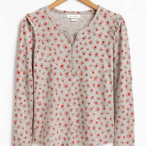 Lucky Brand Floral Henley Long Sleeve Top – Size Small (S/P)